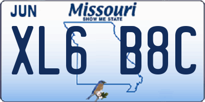 MO license plate XL6B8C