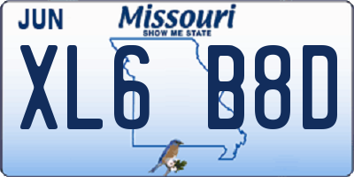 MO license plate XL6B8D