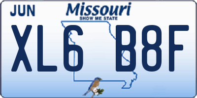 MO license plate XL6B8F