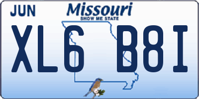 MO license plate XL6B8I