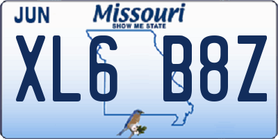 MO license plate XL6B8Z