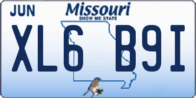 MO license plate XL6B9I