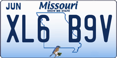 MO license plate XL6B9V