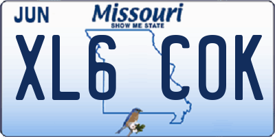 MO license plate XL6C0K