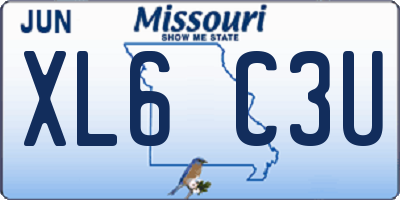 MO license plate XL6C3U