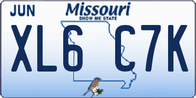 MO license plate XL6C7K