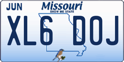 MO license plate XL6D0J