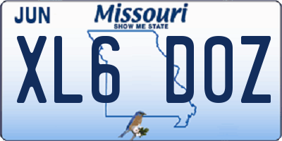 MO license plate XL6D0Z