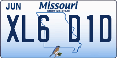 MO license plate XL6D1D