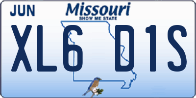 MO license plate XL6D1S