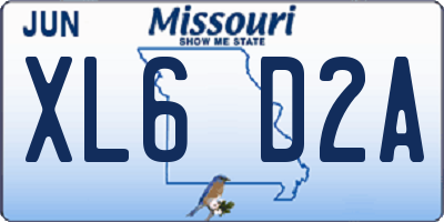 MO license plate XL6D2A