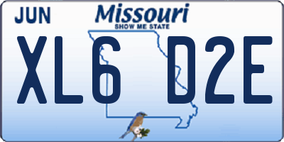 MO license plate XL6D2E