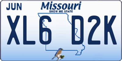 MO license plate XL6D2K