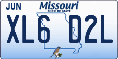 MO license plate XL6D2L