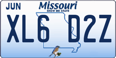 MO license plate XL6D2Z