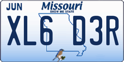 MO license plate XL6D3R
