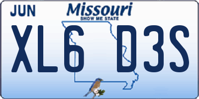 MO license plate XL6D3S