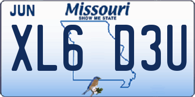 MO license plate XL6D3U