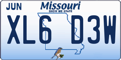 MO license plate XL6D3W