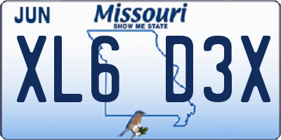 MO license plate XL6D3X