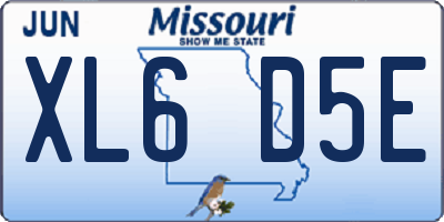 MO license plate XL6D5E