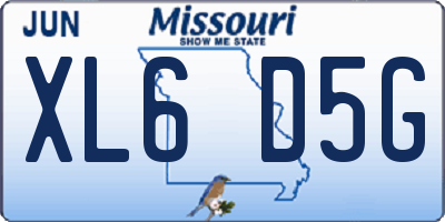 MO license plate XL6D5G