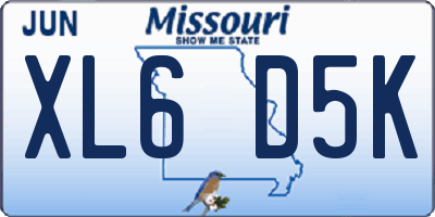 MO license plate XL6D5K