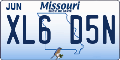 MO license plate XL6D5N