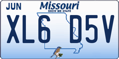 MO license plate XL6D5V