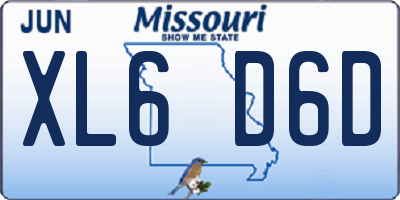 MO license plate XL6D6D
