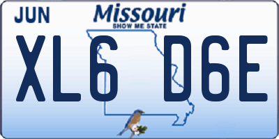MO license plate XL6D6E