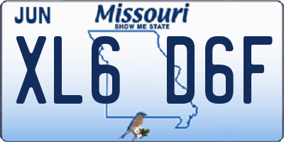 MO license plate XL6D6F