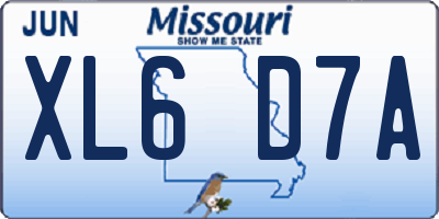 MO license plate XL6D7A