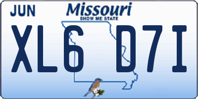 MO license plate XL6D7I