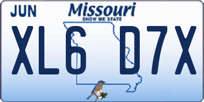 MO license plate XL6D7X