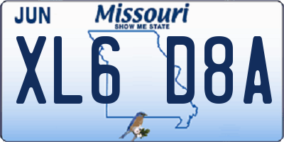 MO license plate XL6D8A