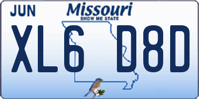 MO license plate XL6D8D