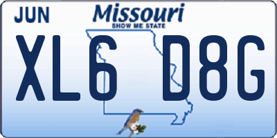 MO license plate XL6D8G