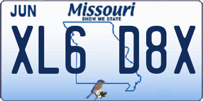 MO license plate XL6D8X