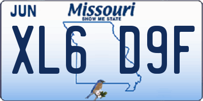 MO license plate XL6D9F