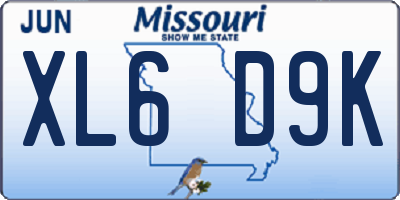 MO license plate XL6D9K