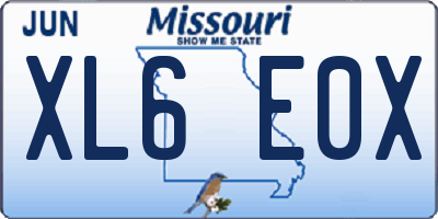 MO license plate XL6E0X