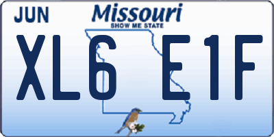 MO license plate XL6E1F