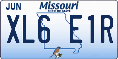 MO license plate XL6E1R