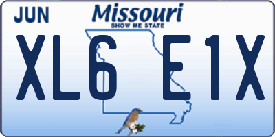 MO license plate XL6E1X