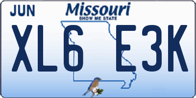 MO license plate XL6E3K