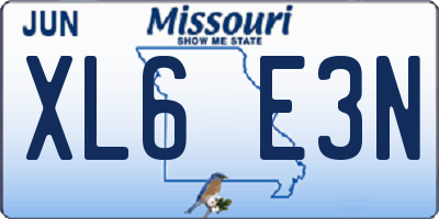 MO license plate XL6E3N