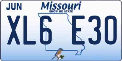 MO license plate XL6E3O