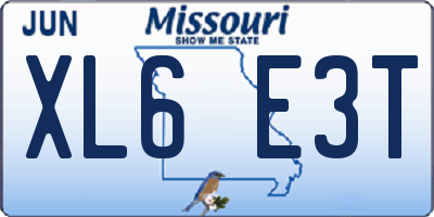 MO license plate XL6E3T
