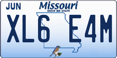 MO license plate XL6E4M